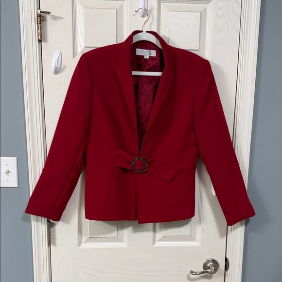 Tahari Bold Red Blazer Belt Accent Career Office Wear Elegant Wear Minimalist - Picture 3 of 13
